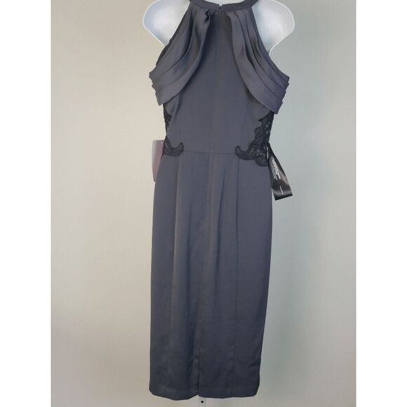 JS Collections Rosalind | Cold Shoulder Midi | Lace Appliqué | Elegant Dress 4 - Picture 3 of 9